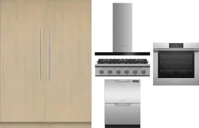 6 Piece Package Includes Refrigerator, Freezer, Cooktop, Wall Oven, Hood And Dishwasher
